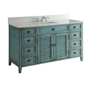 Chans Furniture CF-66323BU-60 60 Inches Abbeville Single Sink Bathroom Vanity In Distressed Blue