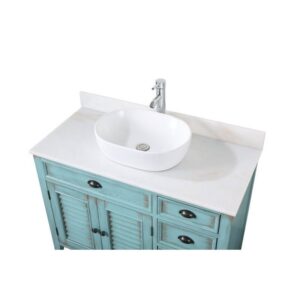 Chans Furniture CF-78881BU Abbeville 42 Inch Vessel Sink Vanity - Distressed Blue