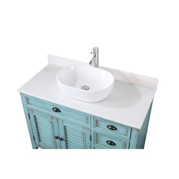 Chans Furniture CF-78881BU Abbeville 42 Inch Vessel Sink Vanity - Distressed Blue