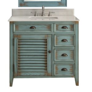 Chans Furniture CF-78887BU 38 Inch Benton Collection Distress Blue Abbeville Bathroom Sink Vanity