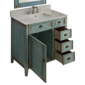 Chans Furniture CF-78887BU 38 Inch Benton Collection Distress Blue Abbeville Bathroom Sink Vanity