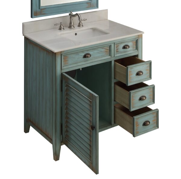 Chans Furniture CF-78887BU 38 Inch Benton Collection Distress Blue Abbeville Bathroom Sink Vanity