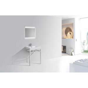 Kubebath KB CH24 Haus 24 Inch Console Single Sink Bath Vanity with White Acrylic Sink