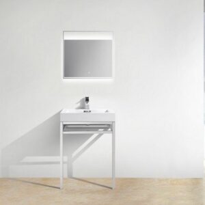 Kubebath KB CH24 Haus 24 Inch Console Single Sink Bath Vanity with White Acrylic Sink