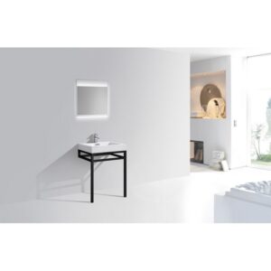 Kubebath KB CH24 Haus 24 Inch Console Single Sink Bath Vanity with White Acrylic Sink