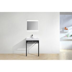 Kubebath KB CH24 Haus 24 Inch Console Single Sink Bath Vanity with White Acrylic Sink