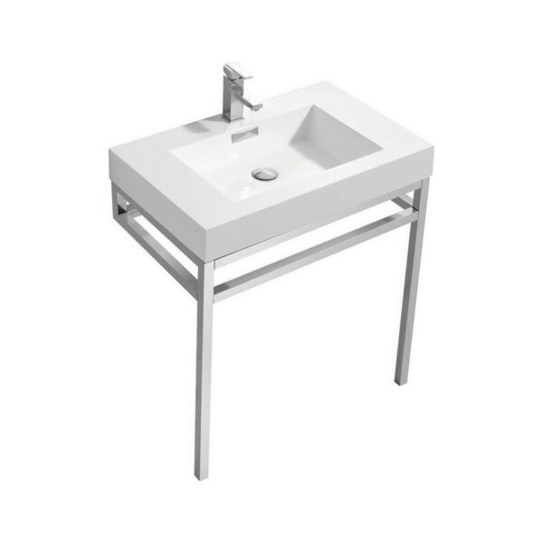 Kubebath KB CH30 Haus 30 Inch Console Single Sink Bath Vanity with White Acrylic Sink