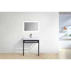 Kubebath KB CH30 Haus 30 Inch Console Single Sink Bath Vanity with White Acrylic Sink