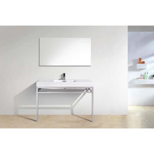 Kubebath KB CH48 Haus 48 Inch Console Single Sink Bath Vanity with White Acrylic Sink