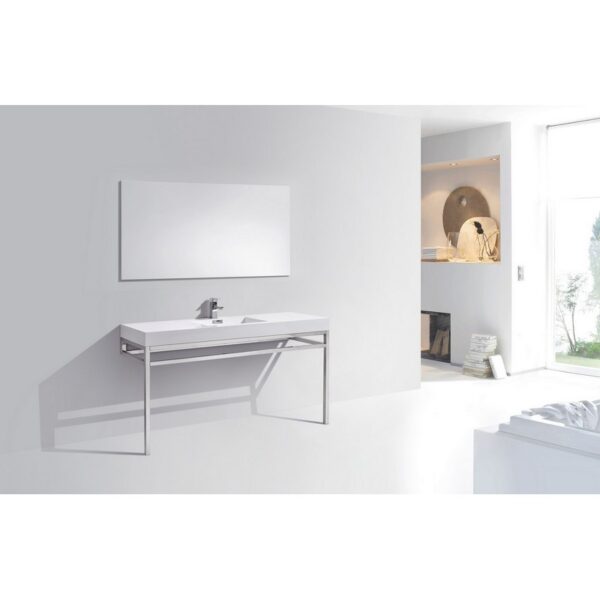 Kubebath KB CH60S Haus 60 Inch Console Single Sink Bath Vanity with White Acrylic Sink