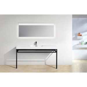 Kubebath KB CH60S Haus 60 Inch Console Single Sink Bath Vanity with White Acrylic Sink