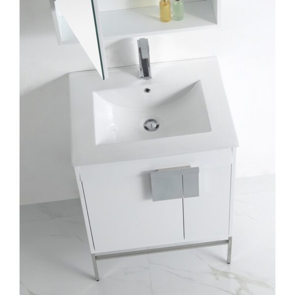 Chans Furniture CL-101WH-24ZI 24 Inch Tennant Kuro Minimalistic White Bathroom Vanity