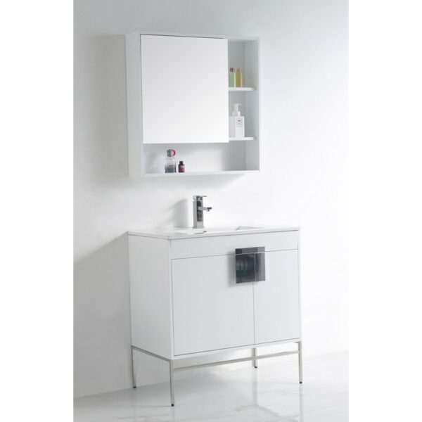 Chans Furniture CL-101WH-32ZI 32 Inch Tennant Brand Kuro Minimalistic White Bathroom Vanity