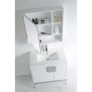 Chans Furniture CL-101WH-32ZI 32 Inch Tennant Brand Kuro Minimalistic White Bathroom Vanity