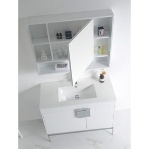 Chans Furniture CL-101WH-40ZI 40 Inch Tennant Brand Kuro Minimalistic White Bathroom Vanity