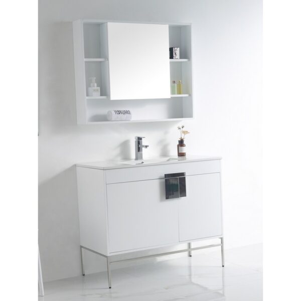 Chans Furniture CL-101WH-40ZI 40 Inch Tennant Brand Kuro Minimalistic White Bathroom Vanity