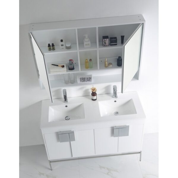 Chans Furniture CL-101WH-47QD 47 Inch Tennant Brand Kuro Minimalistic White Double Bathroom Vanity