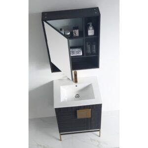 Chans Furniture CL-102DG-24ZI 24 Inches Tennant Brand Kuro Minimalistic Bathroom Vanity In Dawn Gray