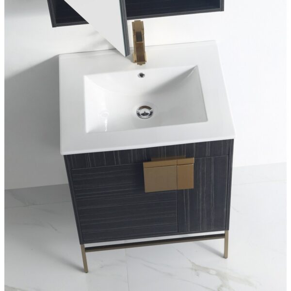 Chans Furniture CL-102DG-24ZI 24 Inches Tennant Brand Kuro Minimalistic Bathroom Vanity In Dawn Gray