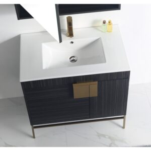 Chans Furniture CL-102DG-32ZI 32 Inches Tennant Brand Kuro Minimalistic Bathroom Vanity In Dawn Gray