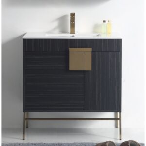 Chans Furniture CL-102DG-32ZI 32 Inches Tennant Brand Kuro Minimalistic Bathroom Vanity In Dawn Gray