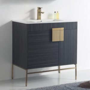 Chans Furniture CL-102DG-32ZI 32 Inches Tennant Brand Kuro Minimalistic Bathroom Vanity In Dawn Gray