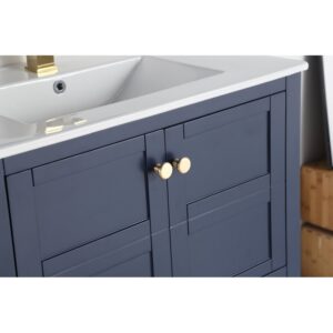 Chans Furniture CL-208NB-30 30 Inches Tennant Brand Arola Small Slim Narrow Bathroom Vanity In Navy Blue