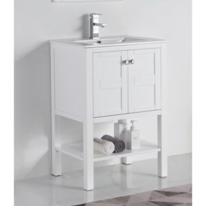 Chans Furniture CL-208W-24 24 Inches Tennant Brand Arola Small Slim Narrow Bathroom Vanity In White