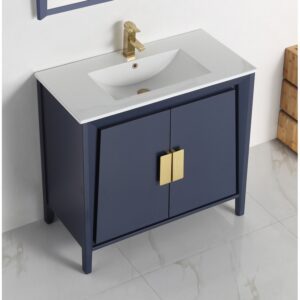 Chans Furniture CL-22NB36-ZI 36 Inches Larvotto Modern Single Sink Bathroom Vanity In Navy Blue