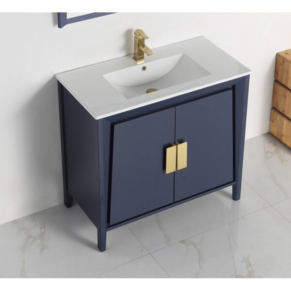 Chans Furniture CL-22NB36-ZI 36 Inches Larvotto Modern Single Sink Bathroom Vanity In Navy Blue