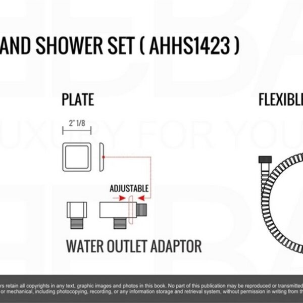 Kubebath KB CR2004JHH3V Aqua Piazza Shower Set with 8 Inch Ceiling Mount Square Rain Shower, Handheld and 4 Body Jets