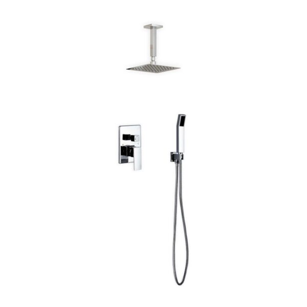 Kubebath KB CR200HH2V Aqua Piazza Shower Set with 8 Inch Ceiling Mount Square Rain Shower and Handheld