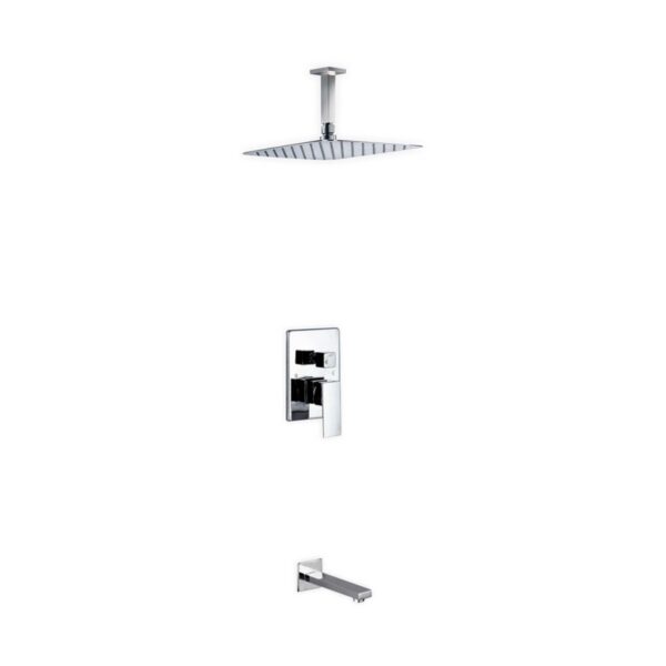 Kubebath KB CR300TF2V Aqua Piazza Shower Set with 12 Inch Ceiling Mount Square Rain Shower and Tub Filler