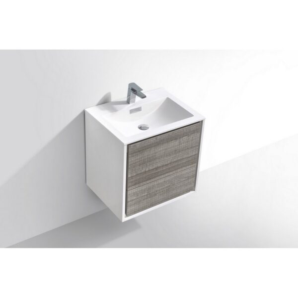 Kubebath DL24 De Lusso 24 Inch Wall Mount Single Sink Bath Vanity