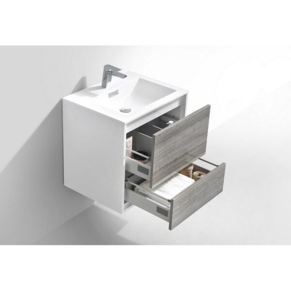 Kubebath DL24 De Lusso 24 Inch Wall Mount Single Sink Bath Vanity