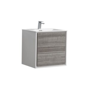 Kubebath DL24 De Lusso 24 Inch Wall Mount Single Sink Bath Vanity