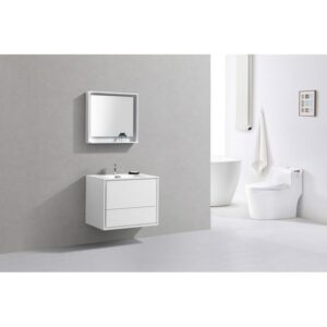 Kubebath DL30 De Lusso 30 Inch Wall Mount Single Sink Bath Vanity