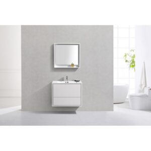 Kubebath DL30 De Lusso 30 Inch Wall Mount Single Sink Bath Vanity