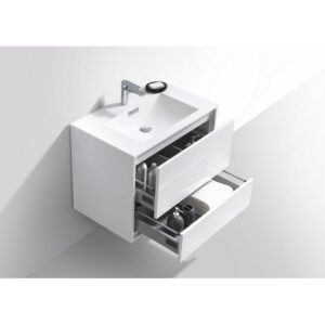 Kubebath DL30 De Lusso 30 Inch Wall Mount Single Sink Bath Vanity