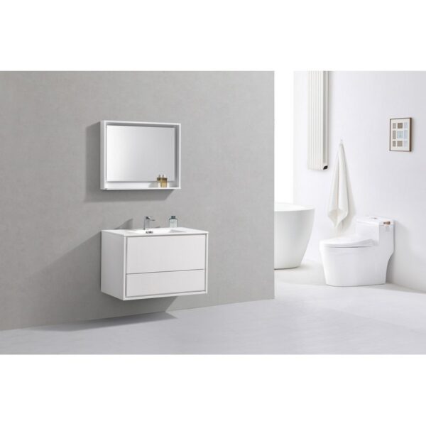 Kubebath DL36 De Lusso 36 Inch Wall Mount Single Sink Bath Vanity