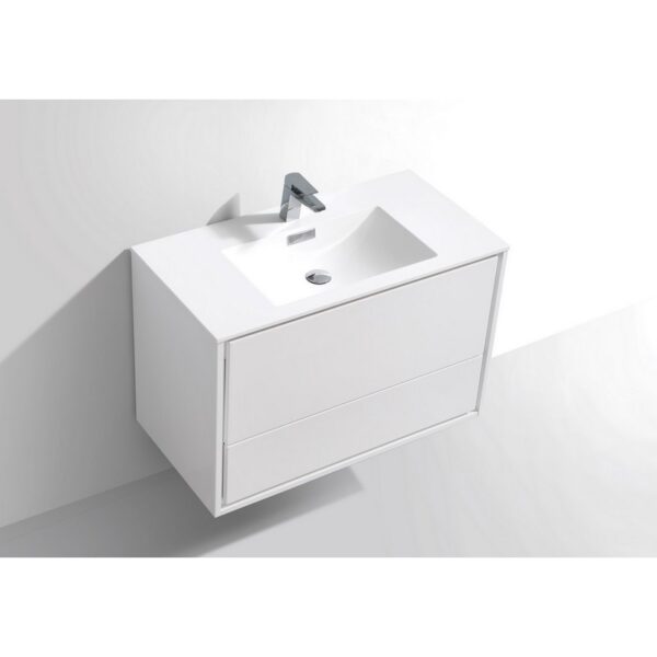 Kubebath DL36 De Lusso 36 Inch Wall Mount Single Sink Bath Vanity