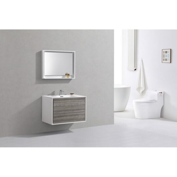 Kubebath DL36 De Lusso 36 Inch Wall Mount Single Sink Bath Vanity