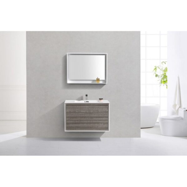 Kubebath DL36 De Lusso 36 Inch Wall Mount Single Sink Bath Vanity