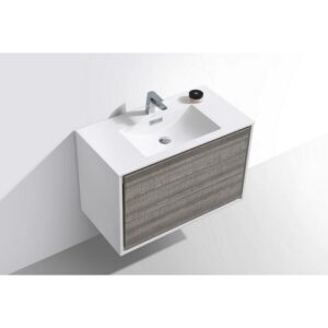 Kubebath DL36 De Lusso 36 Inch Wall Mount Single Sink Bath Vanity