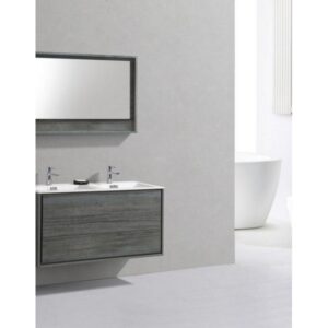 Kubebath DL48D De Lusso 48 Inch Wall Mount Double Sink Bath Vanity