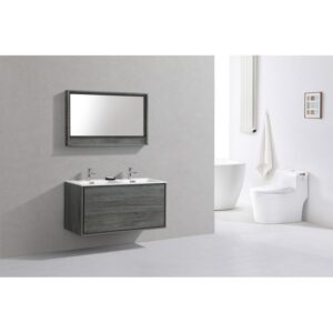 Kubebath DL48D De Lusso 48 Inch Wall Mount Double Sink Bath Vanity