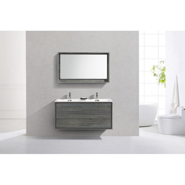 Kubebath DL48D De Lusso 48 Inch Wall Mount Double Sink Bath Vanity