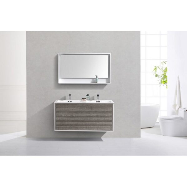 Kubebath DL48D De Lusso 48 Inch Wall Mount Double Sink Bath Vanity