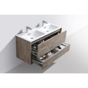 Kubebath DL48D De Lusso 48 Inch Wall Mount Double Sink Bath Vanity