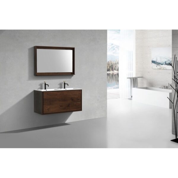 Kubebath DL48D De Lusso 48 Inch Wall Mount Double Sink Bath Vanity